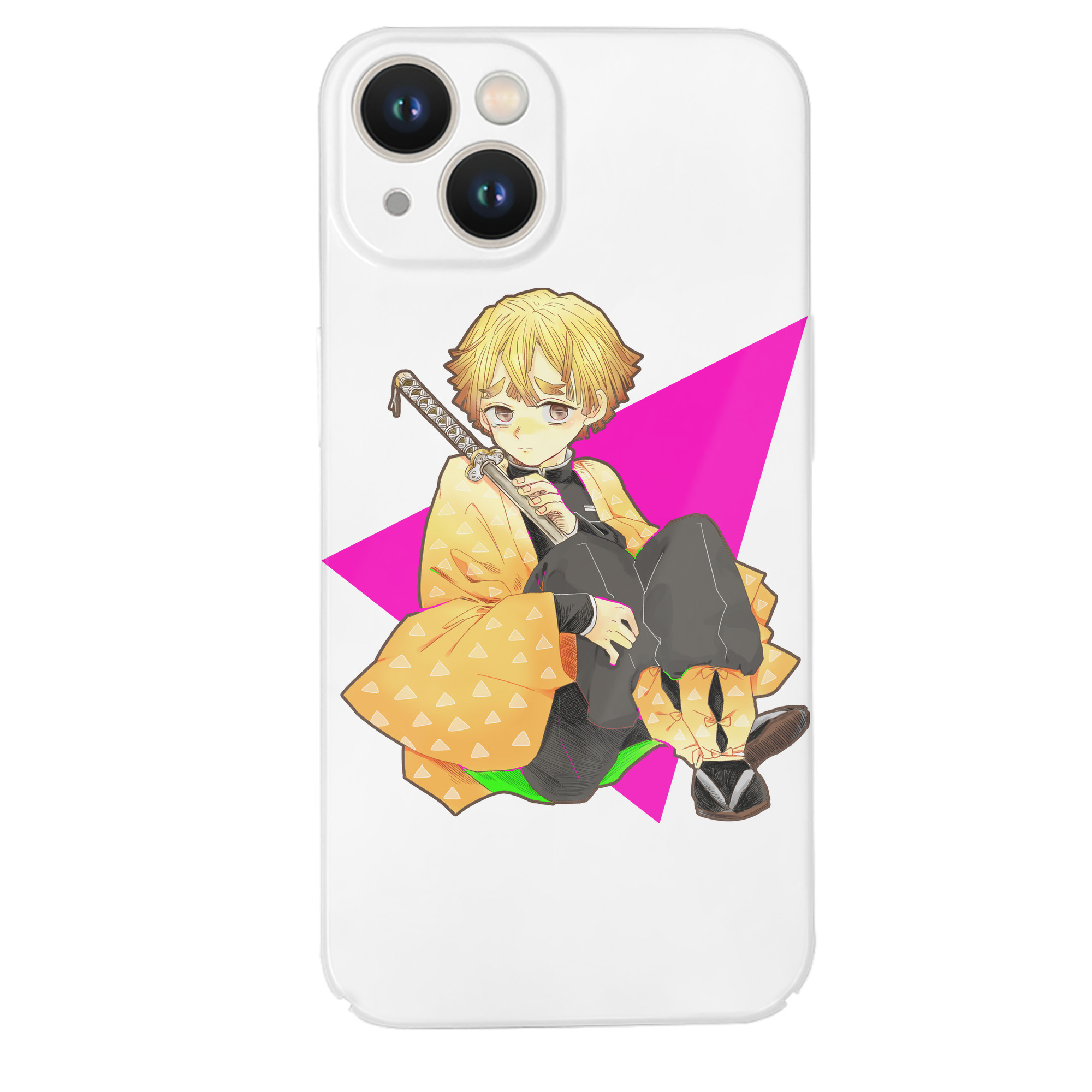 （画像用） 鬼滅の刃（きめつのやいば）我妻 善逸／あがつま ぜんいつ Agatsuma Zenitsu 【iPhone 14シリーズ対応】ハードケース